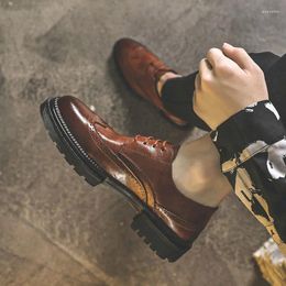 Casual Shoes Handmade Designer Men Dress Leather Brogue 2024 Luxury Black Brown Platform Wedding Business Oxford Size 44 B136