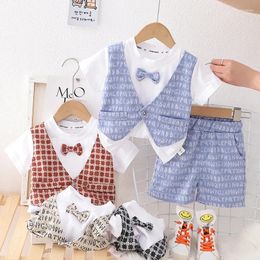 Clothing Sets 2024 Korean Summer Baby Boy 2PCS Clothes Set Printed Vest Short Sleeve T-Shirts Shorts Pants Suit Children Infant Outfits