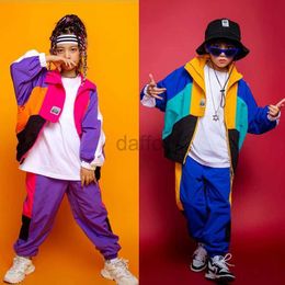 Stage Wear Kid Festival Hip Hop dancing Outfits Green Sweatshirt Crop Tops Jogger Pants for Girls Dance Costumes Street Clothes wear d240425