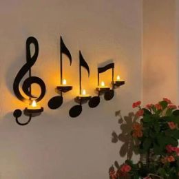 Holders Office Wall Candle Holder Home Decoration European Candlestick Home Creative Note Modelling Music Note Candle Holder Wall Hanging