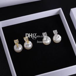 Pearl Crystal Designer Drop Earring Dangle For Lady Stylish Sparkling Diamond Earrings For Wedding