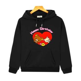 Men's Hoodies Sweatshirts Rilakkuma Happy Birthday Cute Hoodies Cartoon Funny Graphic Sweatshirts Y2k Clothes Kids Winter Pullovers Boys Girls Clothing 240424