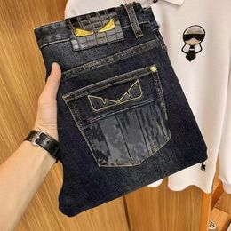 Designer Trousers High end designer clothing denim new pants Kpop stretch Korean style Men and women fashion brand denim pant Slim Fit Small Feet Long Pants