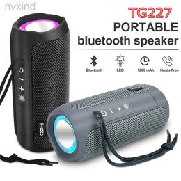 Portable Speakers TG227 Portable Bluetooth Speaker Wireless Dual Bass LED Light Subwoofer Outdoor Waterproof Column Boombox FM Stereo Music Player d240425