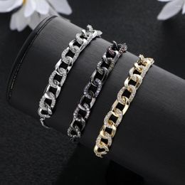 Charm Bracelets Luxury Link Chain Bangles Cubic Zircon CZ Vintage Bohemian Cuff For Women Femme Fashion Jewelry B040