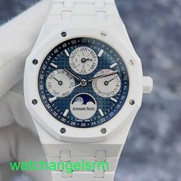 AP Crystal Wrist Watch Royal Oak Series 26579CB White Ceramic Calendar Function Automatic Mechanical Mens Watch 41mm