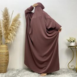 Ethnic Clothing Women Simple Loose Abayas For Big Bat Sleeve Muslim Dress Middle Eastern Islamic Dubai Clothes