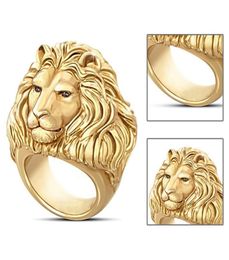 Punk Style Domineering Lion Head Ring Gothic Gold Color Finger Ring Man Jewelry Hip Hop African Lion Rings Gif1416543