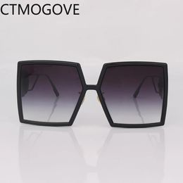 Large Square Black Acetate Sunglasses Women Gradient Grey Lens Fashion Womens for Outdoor Eyewear UV Protective 240410