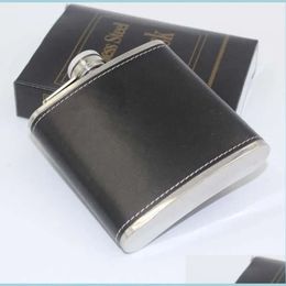 Mini Edelstahlflaschen Stahl Hüfte kreativer Leder Whisky Exquisite Taschenflasche Einfach zu tragen hohe Qualität 7 35LS FF DROP DHQVC