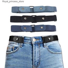 Belts Adjustable elastic band without buckle invisible strap without buckle suitable for mens casual jeans and dresses without twisted waistband Q240425