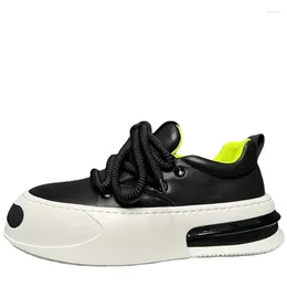 Casual Shoes Fashionable Versatile Sneakers Small White For Men Trendy Genuine Leather Height Increasing Sports Board