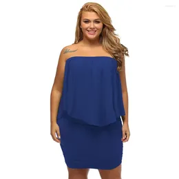 Casual Dresses Women Sexy Tube Top Girls Strapless Ruffled Blue Dress Short Mini Ladies Summer Big Size Elegant Bodycon Office Wear