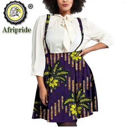 Skirts African Clothes For Women Elegant Braces Skirt Wax Cotton Summer Print Pleated Plus Size Casual High Waist S2127003