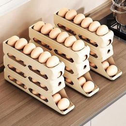 Kitchen Storage Egg Container Refrigerator Box Capacity Fridge With Automatic Rolling For Space-saving Diner