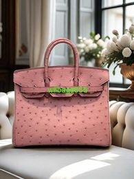 Bk 2530 Handbags Ostich Leather Totes Trusted Luxury Bags Imported Ostrich Skin Platinum Bag 25cm Womens Handheld Bag Bk Platinum Bag 25cm Han have logo HB4PZA