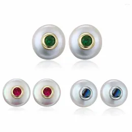 Stud Earrings 2024 Natural Freshwater Pearl For Women 925 Sterling Silver Baroque Sapphire Jewellery