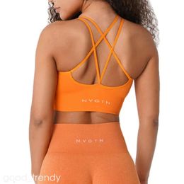 NVGTN T Shirt Seamless Flourish Bra Spandex Top Woman Fitness Elastic Breathable Breast Enhancement Leisure Sports Underwear Nvgtn Leggings 549