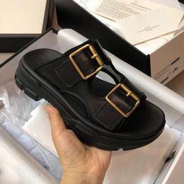 Dress Shoes Belt Buckle Platform Roman Style Women's Sandals Summer Luxury Designer Female Chunky Slippers Outdoor Sports Flat Men's