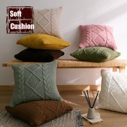 Pillow Retro Twist Vine Rhombus Pillowcase 45x45cm Knitted Popular Colour V Cushions for Super Soft Home Decorative Throw Pillow Cover