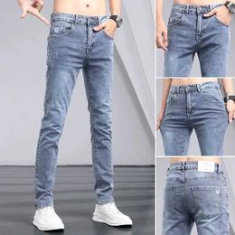Men's Jeans 2024 Trendy Mens Jeans Spring Autumn Korean Slim-fit Denim Pants Casual Stretchy Trousers with Skinny Legs Designer Trousers 240423