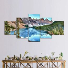 5 Panel Lake Mountain Canvas Painting National Park Landscape HD Pictures Wall Art Posters and Prints for Living Room Decor No Frame