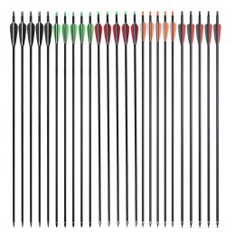 Darts 24pcs 31.5'' Mixed Carbon Arrows 7.8mm Spine 500 3" TPU Feathers for Recurve Bow Compound Bow Shooting Hunting Practise Arrows
