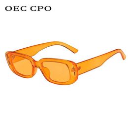 Sunglasses OEC CPO Small Square Sunglasses for Women Plastic Frame Orange Gradient Sunglasses for Women Trent Brand Designer Eyeglasses UV400 J240423