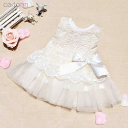 Girl's Dresses Summer Kids Dresses for Baby Girls Bow Lace Sleeveless Tulle Princess Dress Toddlers Skirts Children Birthday Clothing 4M-2T d240425