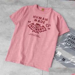 Mens T-Shirts Human Made X Lil Uzi Vert Co Branded Pink Bat Diamond Nigo Summer New Short Sleeve T-Shirt Men T-Shirts234Wc11 Drop Deli Dh9Nx