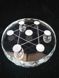 Random Glass Seven star array Base Quartz Crystal Sphere Ball Stand with Glass Stand 1pcs6903556