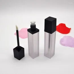 Storage Bottles 1pc 7ml Frosted Lip Gloss Bottle With Black Cap Empty Square Tube Portable Diy Lipgloss Packing Container