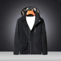 Men's Jackets Winter Mens Fashion Solid Color Lightweight Hooded Outdoor Coat Long Sleeve Letter Print Men Coats And Furs