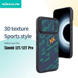 Cases NILLKIN For Xiaomi 12T Pro Case Striker 3D honeycomb relief Silicone Slide Camera Lens Spring Cover For Xiaomi Mi 12T Bumper