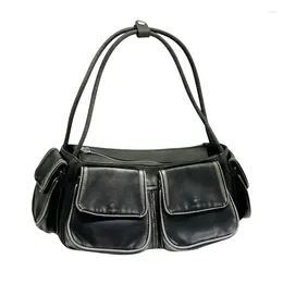 Drawstring Vintage Underarm Bags For Women Luxury Designer Handbag And Purse In Moto & Biker Multiple Pockets Square Shoulder