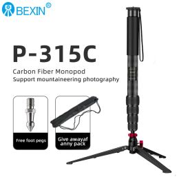 Tripods BEXIN P315C Carbon Fibre Camera Monopod Unipod Stick 5Section for Nikon Canon Sony Pentax Camcorder Video Stuido Photography