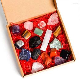 Loose Diamonds 16pcs Natural Crystal Stone Tumbel Cubes 7 Chakra Raw Christmas Gift Box Festival Decoration