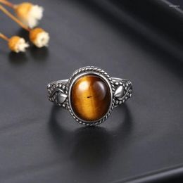 Cluster Rings Fashion 925 Silver Oval High Quality Natural Tiger Eye For Men Women Gifts Trendy Jewellery Wholesale Drop