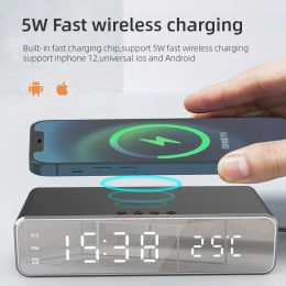 Clocks Wireless Charger Alarm Clock LED Digital Watch Table Thermometer Electronic Desktop Clocks Wake Up FM Radio Time Fast Charger