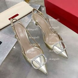 with Box Vltn Shoes Women Shoes Designer Sandals Slippers High Heels Shoes Brand Buckle 4cm 6cm 8cm 10cm Thin Heels Pointed Toe Black Nude Red Bottoms Shoes 93