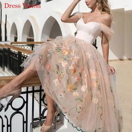 Party Dresses A Line Sweetheart Prom Flower Lace Short Dress Off Shoulder Bow Belt Girl Evening Vestidos De Noche