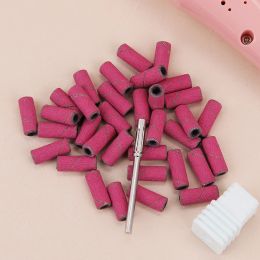 Bits 3mm Mini Nail Sanding Bands #120 #180 #240 Stainless Steel Nail Drill Bits Mandrel Electric Manicure Accessories Pink