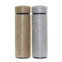 Tumblers 500ml Stainless Steel Thermos Bottles Vacuum Flasks Bling Diamond Drink Water Bottle Insulated Cup Travel for Girls Gift H240425