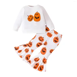 Clothing Sets Kids Outfit Soft Cotton Warm Crewneck Long Sleeve Round Neck Letter Pumpkin Sweatshirt Set For Boys Or Girls Dress Shoe