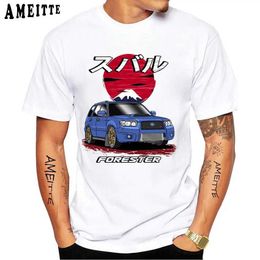 Men's T-Shirts New Summer Men Short Slve Mountain Subie Forester STi Funny Forester SG9 Classic T-Shirt White Casual Boy Ts Hip Hop Tops T240425