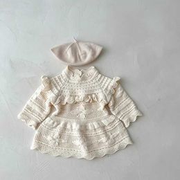 Rompers Korean Style Sister Clothes Infant Baby Girls Knitting Clothes Suit Spring Autumn Baby Rompers Girls Dress Kids Sweater H240425