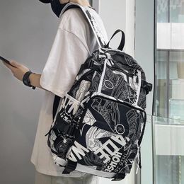 Backpack Harajuku Girl Male School Bag Female Graffiti Print Men Women Book Boy Nylon Ladies Fashion Laptop Student