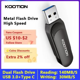 Drives New KOOTION U216 Metal USB 3.0 TYPE C USB Flash Drive OTG Pen Drives 128GB 64GB 32GB Cle USB Stick 2 in 1 High Speed Pendrive