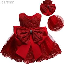 Girl's Dresses Lace Flower Elegant Wedding Princess Party Tutu Dress Toddler Baby Christmas Costume Children Birthday Baptism Formal Clothing d240425