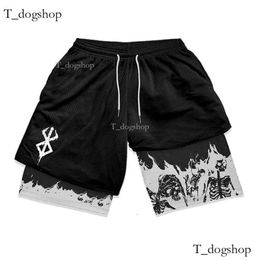 Y2k Hellstar Men's Designer Shorts Black Anime Berserk Manga Print Gym Compression Stretchy Sports Quick Dry Fitness Workout Summer 453